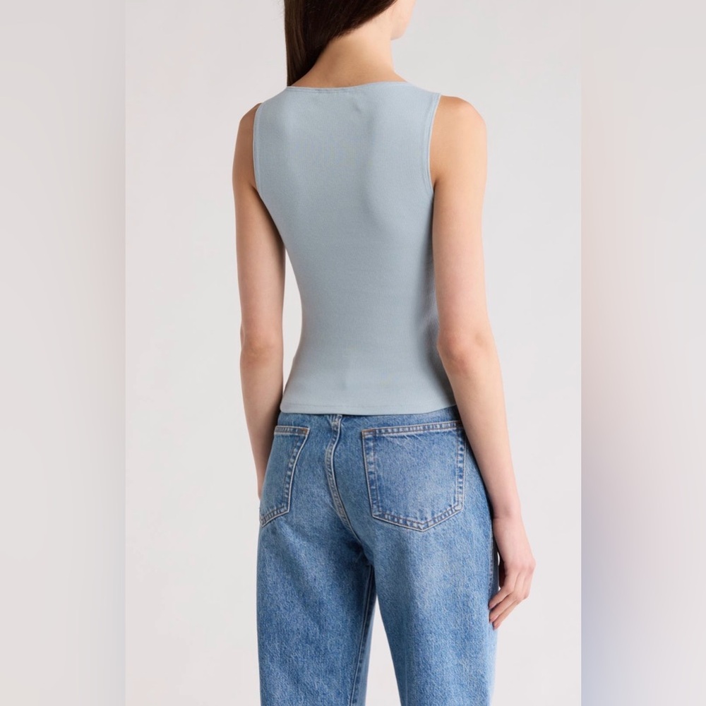 Reformation Light Blue Ribbed Button-Side Tank - Picture 5 of 6